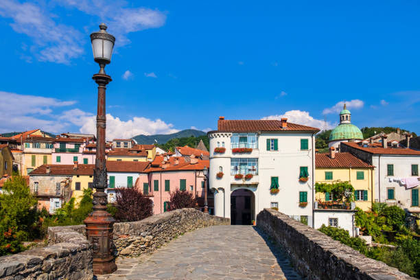 Ponte della Cresa, built in the fourteenth century, in the old town of Pontremoli, a small town in the upper valley of the river Magra