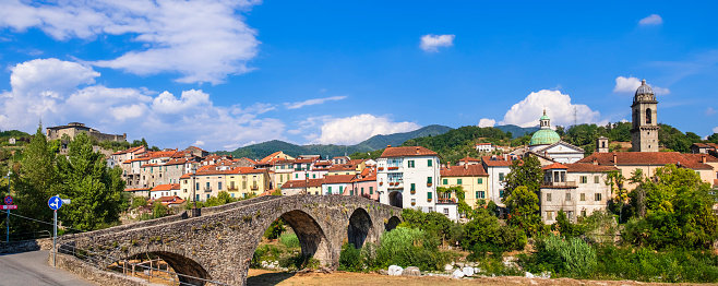 Ponte della Cresa, built in the fourteenth century, in the old town of Pontremoli, a small town in the upper valley of the river Magra (2 shots stitched)