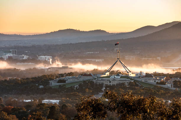 istock Sunrise at the Parliament House Canberra. 1382134687