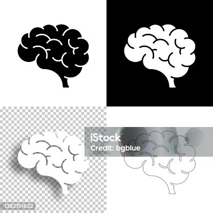 istock Brain. Icon for design. Blank, white and black backgrounds - Line icon 1382151632
