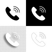 istock Phone call. Icon for design. Blank, white and black backgrounds - Line icon 1382155985