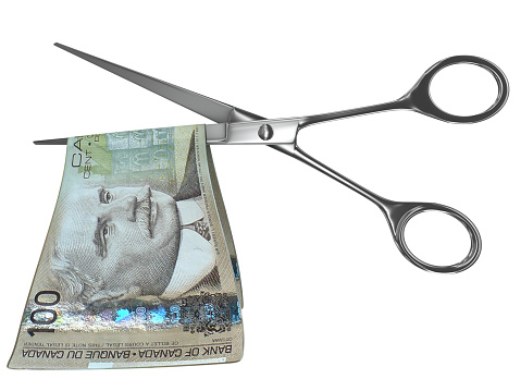 Canadian dollar money crisis scissors