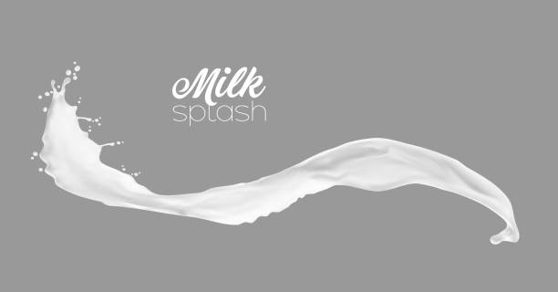mleko, jogurt lub śmietana izolowane rozpryski białej fali - drink close up dairy product flowing stock illustrations