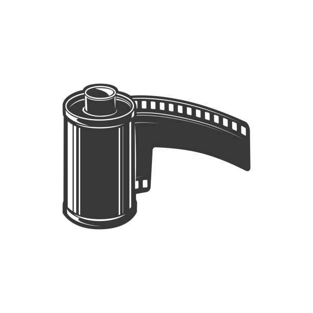 diapositives filmfotoband filmstreifen-rollensymbol - rolling up illustrations stock-grafiken, -clipart, -cartoons und -symbole