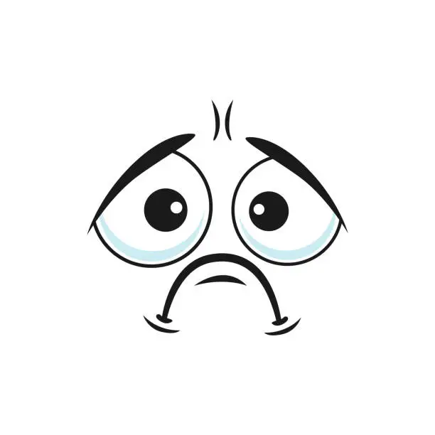 Vector illustration of Depressed upset emoticon character emoji isolated