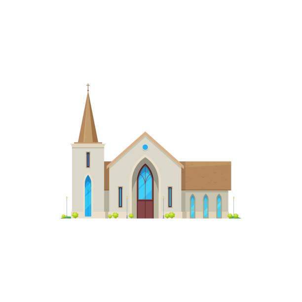 istock Christian church or cathedral chapel with cross 1382162938