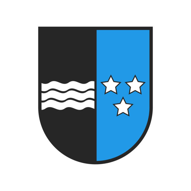 スイス州の紋章旗、スイスアールガウ - armorial点のイラスト素材／クリップアート素材／マンガ素材／アイコン素材