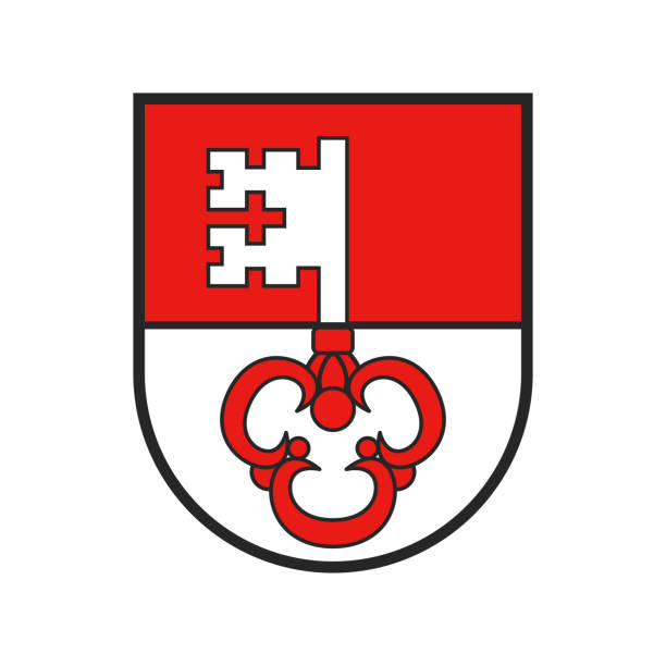 illustrazioni stock, clip art, cartoni animati e icone di tendenza di svizzera, bandiera del cantone svizzero stemma della città di obvaldo - armorial