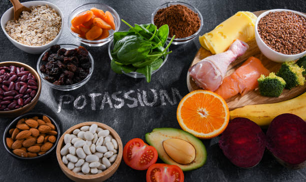 istock Composition with food products rich in potassium 1382173469