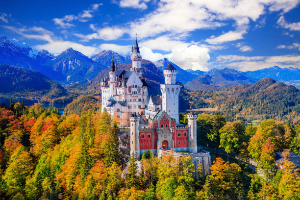 castello di neuschwanstein (schloss neuschwanstein), germania. - neuschwanstein foto e immagini stock