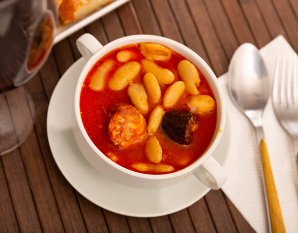 istock Asturian beans stew Fabada with pork, morcilla and chorizo 1382195082