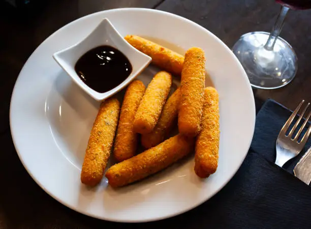 Photo of Breaded mozzarella cheese sticks