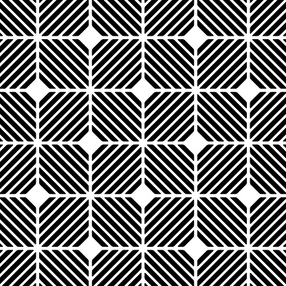 Black triangular striped squares pattern, on white background, with gaps