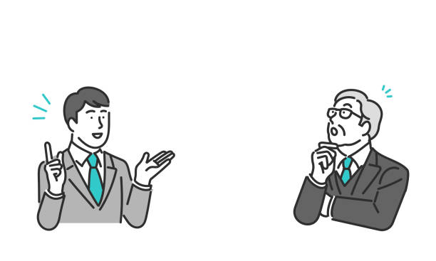 stockillustraties, clipart, cartoons en iconen met communicating  businessperson - verkooppraatje