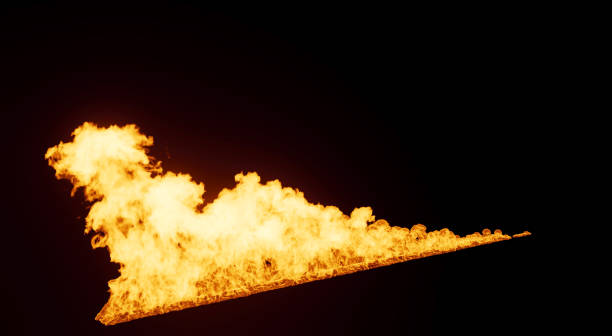 istock Start of a Diagonal Fire line with a light reddish glow on black 1382211636
