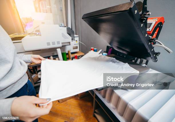 Desktop Thermo Press For Printing Images On Fabric Stock Photo - Download Image Now