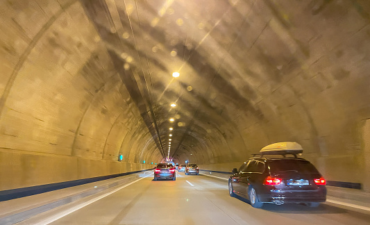 Autobahn tunnel in Germany with traffic