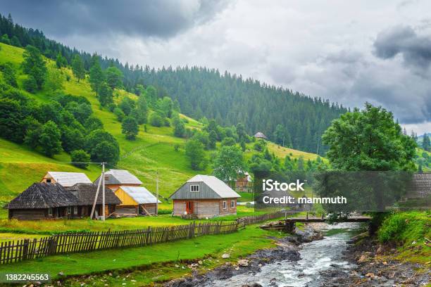 Ukrainian Village In The Carpathian Mountains Stock Photo - Download Image Now - Ukraine, Carpathian Mountain Range, Landscape - Scenery