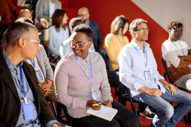 business team at a seminar - business conference meeting teamwork imagens e fotografias de stock