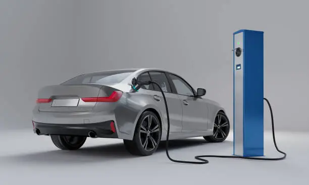 Generic electric car charging battery, 3d render