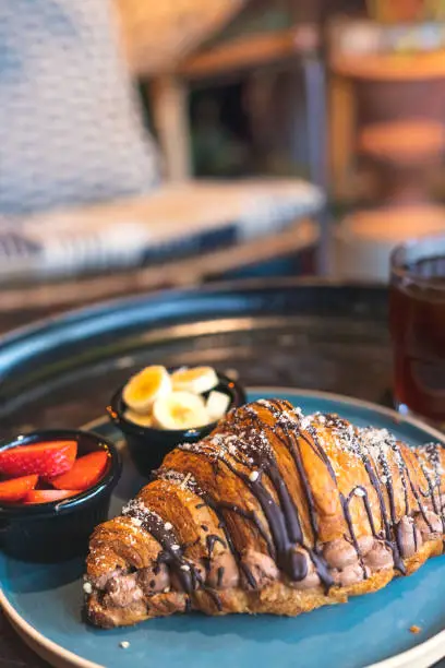 Photo of Belgian chocolate mousse croissant