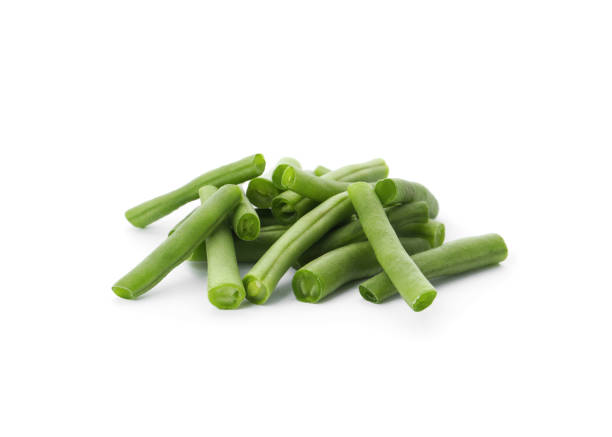 istock Delicious fresh green beans on white background 1382276577