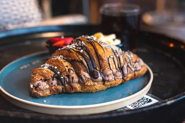 Photo of Belgian chocolate mousse croissant