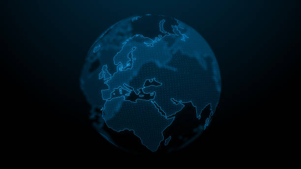 青く輝くデジタル地球。 - japan digital map点のイラスト素材／クリップアート素材／マンガ素材／アイコン素材