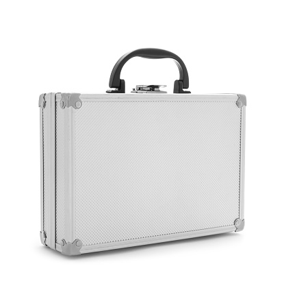 Stylish aluminum hard case isolated on white