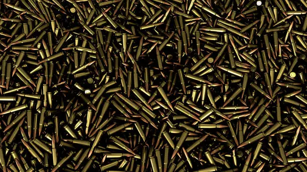 Big pile of bullets top view
