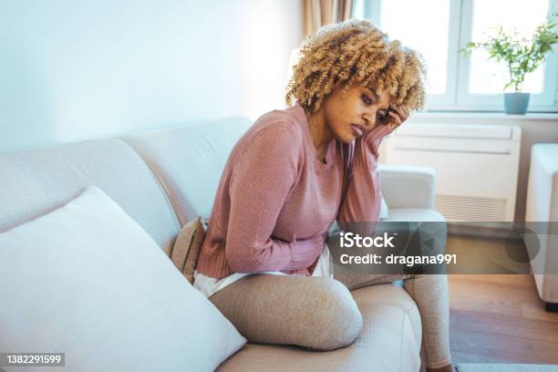 Woman With Menstrual Pain Stock Photo - Download Image Now - Pain, Women, Human Groin