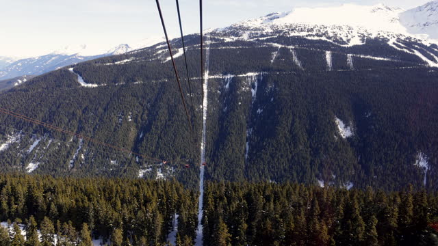 Aerial View of Mountain from Peak to Peak Gondola at Whistler Blackcomb ski Resort, BC, Canada