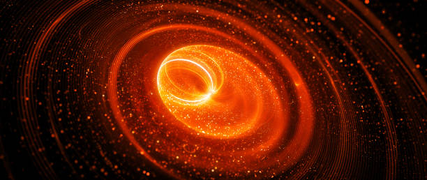 fiery glowing spinning spreader abstract widescreen background - ethereal imagens e fotografias de stock