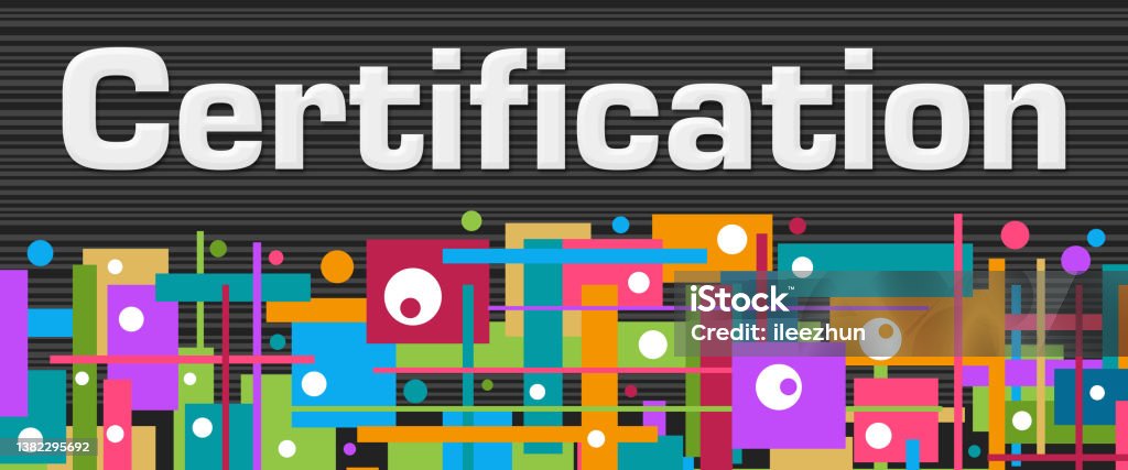 Colorful Text Certifications Certification Dark Colorful Random Squares Bottom Background Text Stock ...