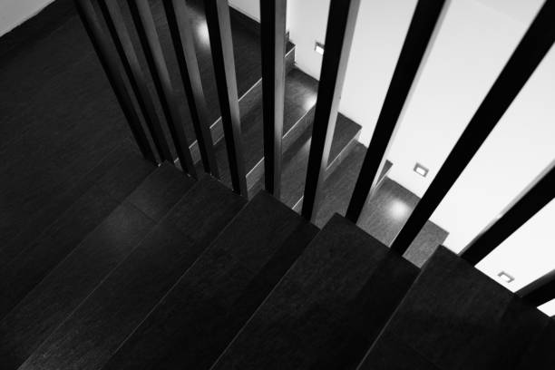 istock The lighting effect of the staircase in modern architecture. 1382296962