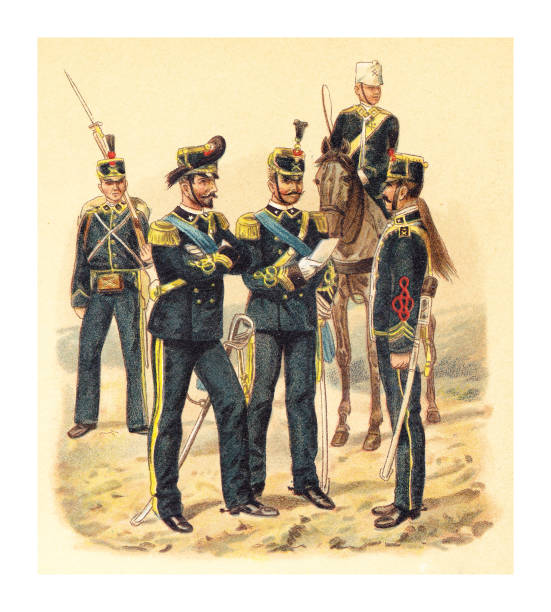 istock Historical military uniforms from Italy (Artillery) - vintage illustration 1382307887