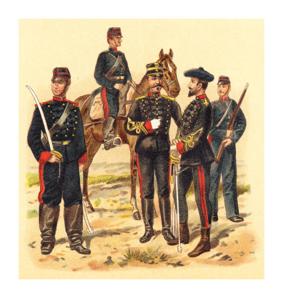 istock Historical military uniforms from France (Artillery) - vintage illustration 1382307898