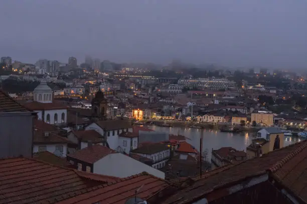View of the Douro River and Ribeira in the early morning.