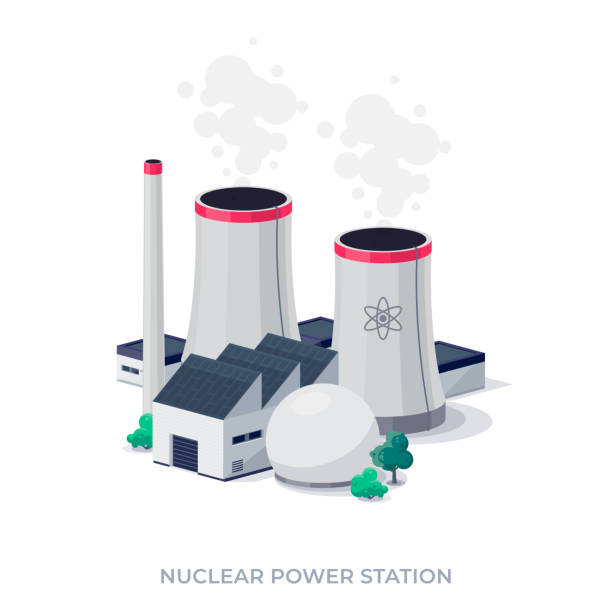ilustraciones, imágenes clip art, dibujos animados e iconos de stock de central nuclear. - central nuclear