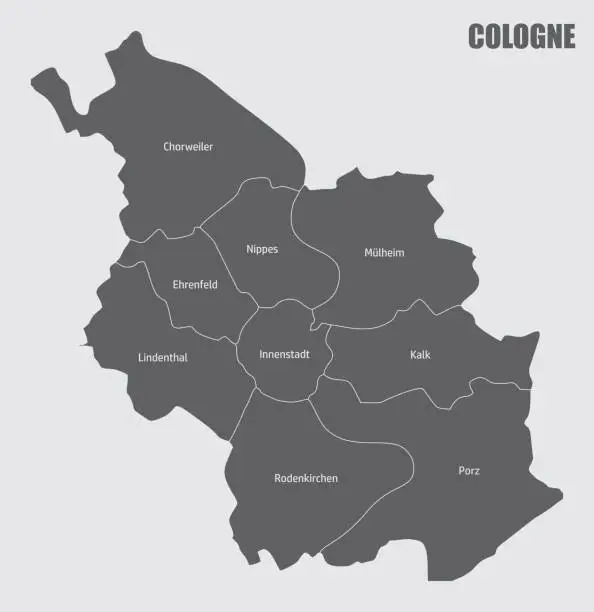 Vector illustration of Cologne administrative map