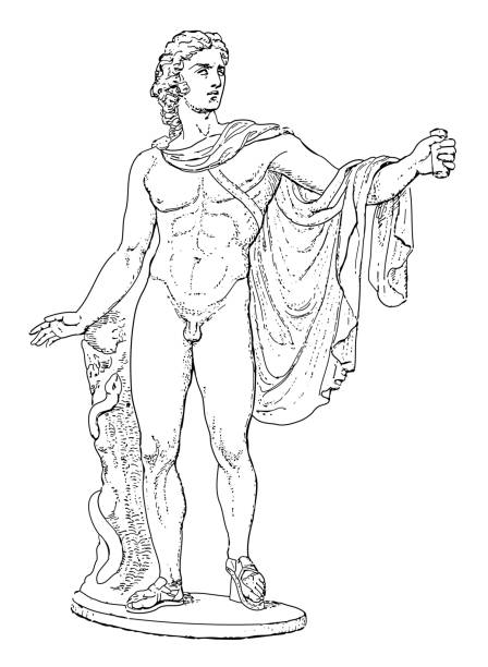 Sculpture of Apollo Belvedere - vintage engraved illustration Vintage engraved illustration isolated on white background - michelangelo stock illustrations