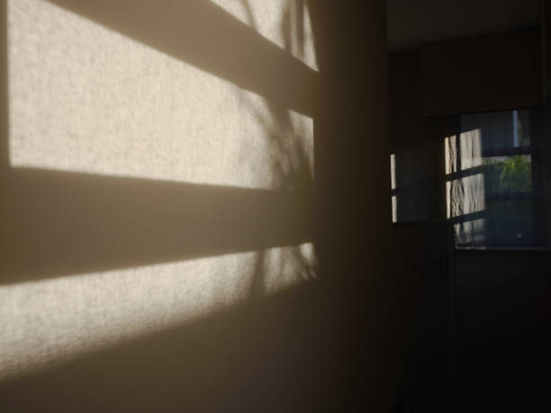 istock Color patterns made by the shadow of the tree through the window. 1382340237