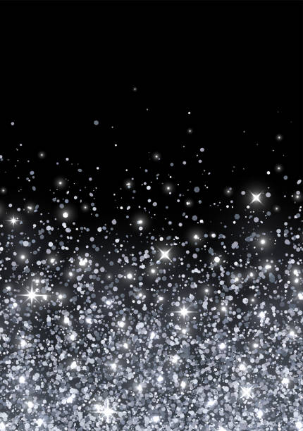 Silver Scattered Sparkling Glitter On Black Background Vector Stock  Illustration - Download Image Now - iStock
