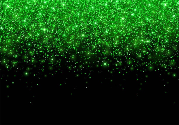 istock Holiday background scattering of green glitter on black background. Vector 1382343070