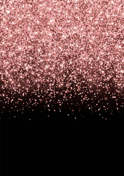 ilustrações de stock, clip art, desenhos animados e ícones de rose gold scattered sparkling glitter on black background. vector - backgrounds pink luxury dark