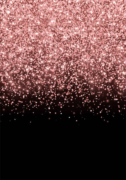 Rose Gold Scattered Sparkling Glitter On Black Background Vector Stock  Illustration - Download Image Now - iStock