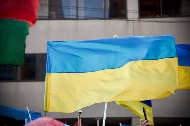 istock The Ukrainian flag flying. 1382345867