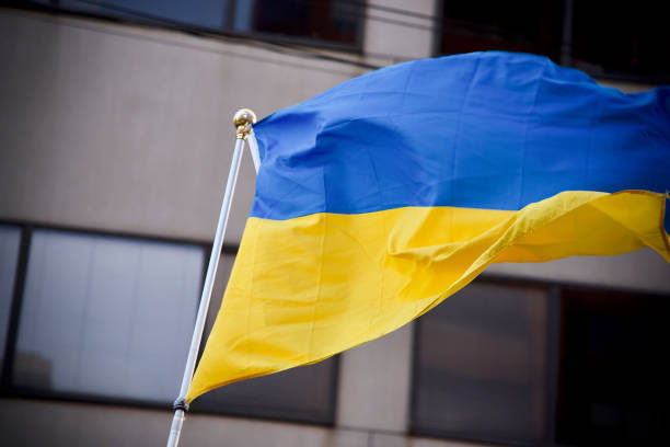 istock The Ukrainian flag flying. 1382345869