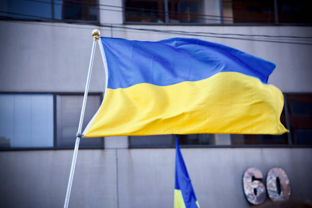 istock The Ukrainian flag flying. 1382345924