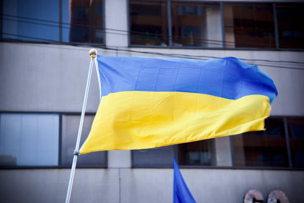 istock The Ukrainian flag flying. 1382346465